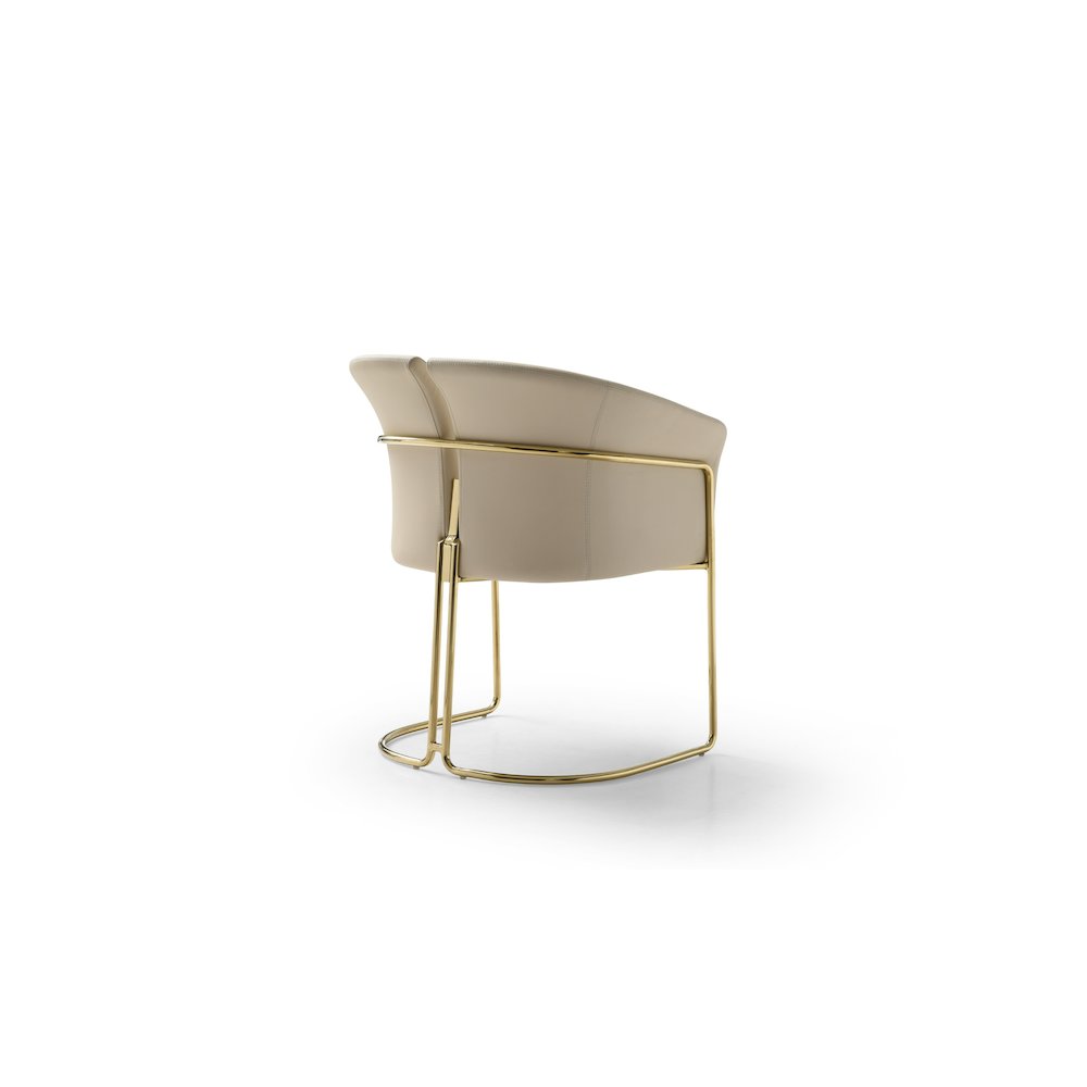 Modrest Renfew - Modern Beige Vegan Leather + Champagne Gold Dining Chair. Picture 3