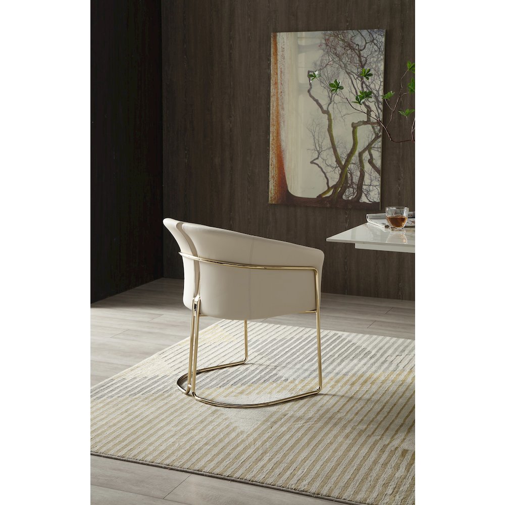 Modrest Renfew - Modern Beige Vegan Leather + Champagne Gold Dining Chair. Picture 5