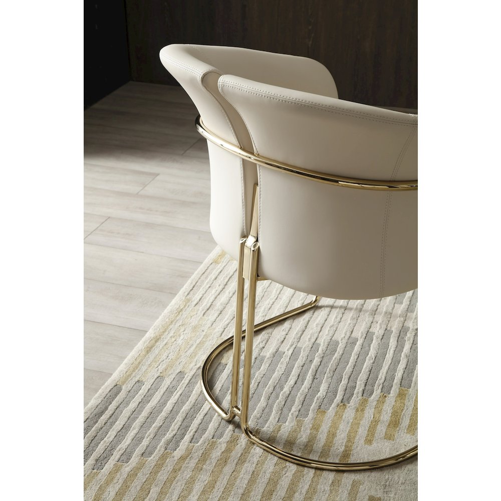 Modrest Renfew - Modern Beige Vegan Leather + Champagne Gold Dining Chair. Picture 6