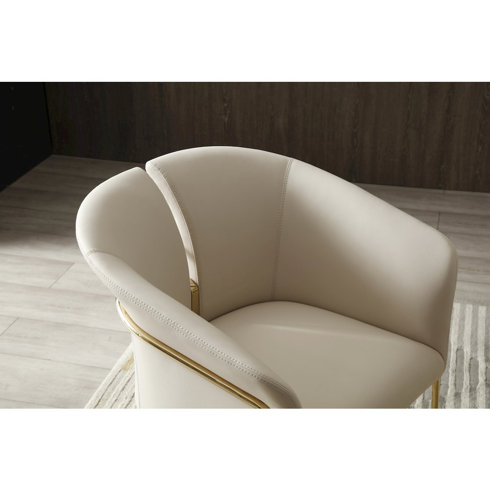 Modrest Renfew - Modern Beige Vegan Leather + Champagne Gold Dining Chair. Picture 7