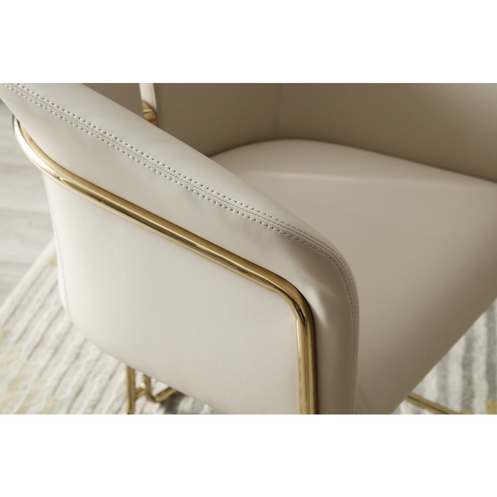 Modrest Renfew - Modern Beige Vegan Leather + Champagne Gold Dining Chair. Picture 8