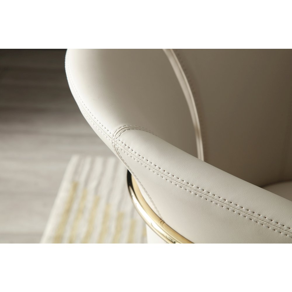 Modrest Renfew - Modern Beige Vegan Leather + Champagne Gold Dining Chair. Picture 9
