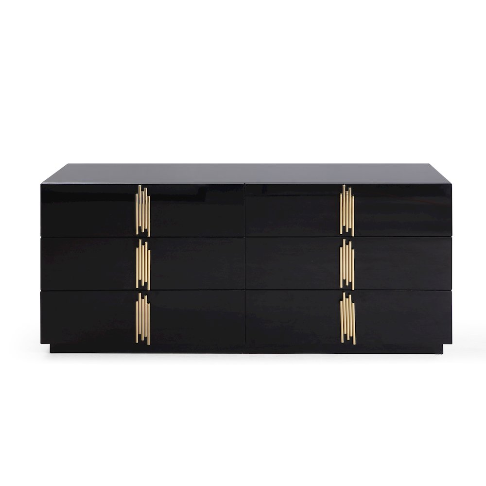 Modrest Token - Modern Black + Gold Wide Dresser. Picture 1