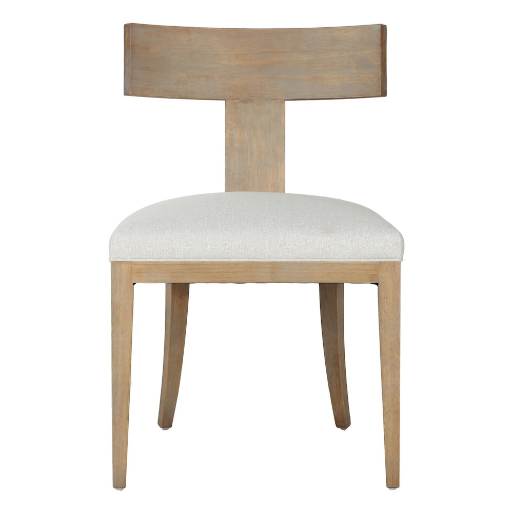 Fabien - Mid-Century Modern Beige Linen Wood Dining Chair (Set of 2). Picture 2