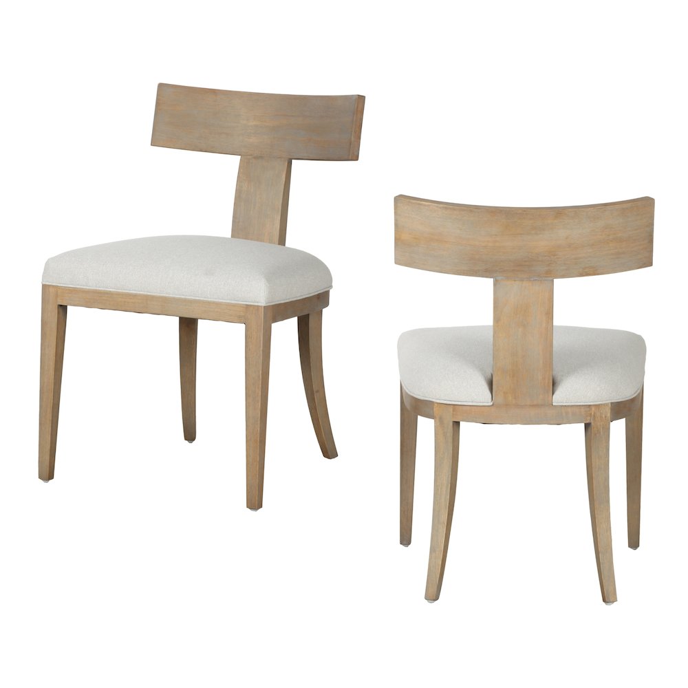 Fabien - Mid-Century Modern Beige Linen Wood Dining Chair (Set of 2). Picture 7