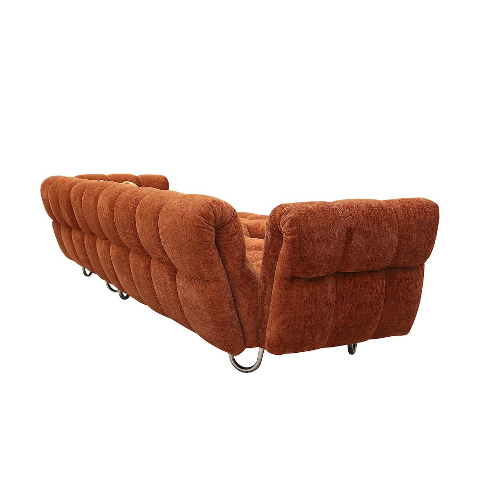 Modern Burnt Orange Fabric Right Facing Sectional Sofa + 2 Yellow Pillows. Picture 6