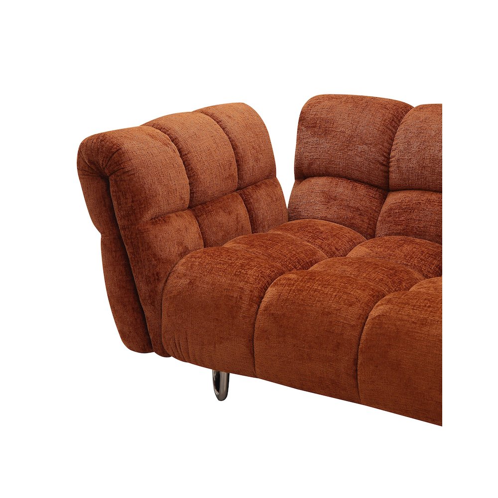 Modern Burnt Orange Fabric Right Facing Sectional Sofa + 2 Yellow Pillows. Picture 7