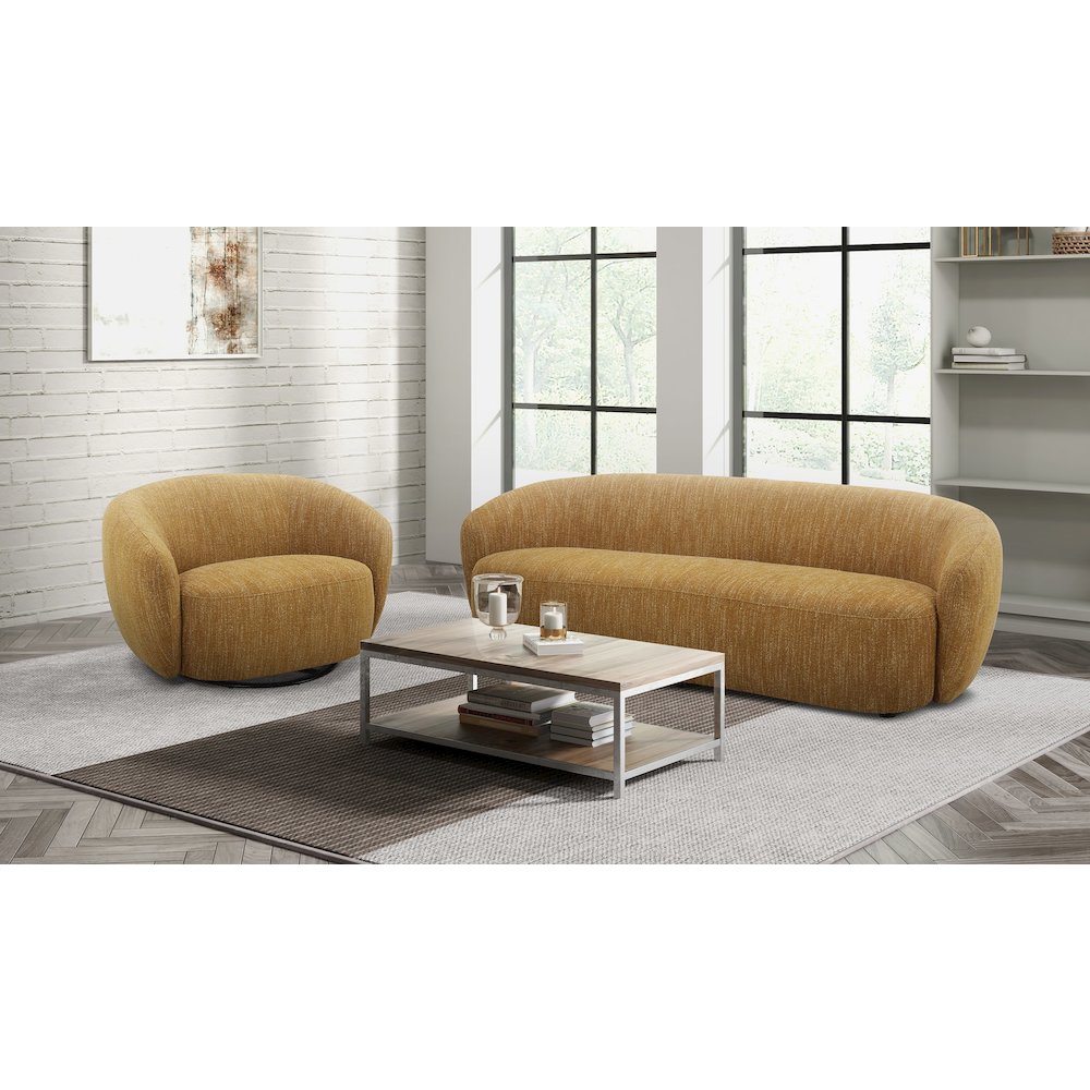 Divani Casa Norris - Modern Mustard Fabric Sofa. Picture 5