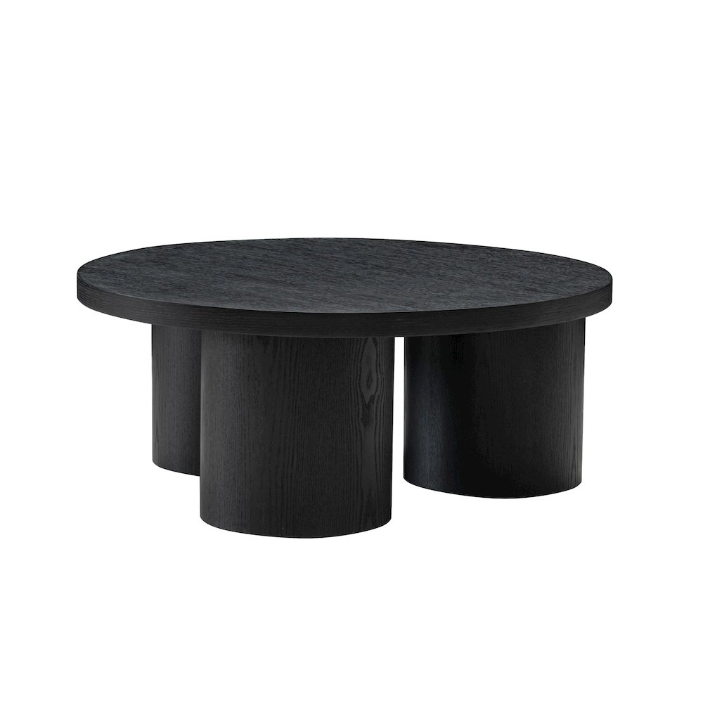 Modrest Babson - Modern Black Oak Round Coffee Table. Picture 3
