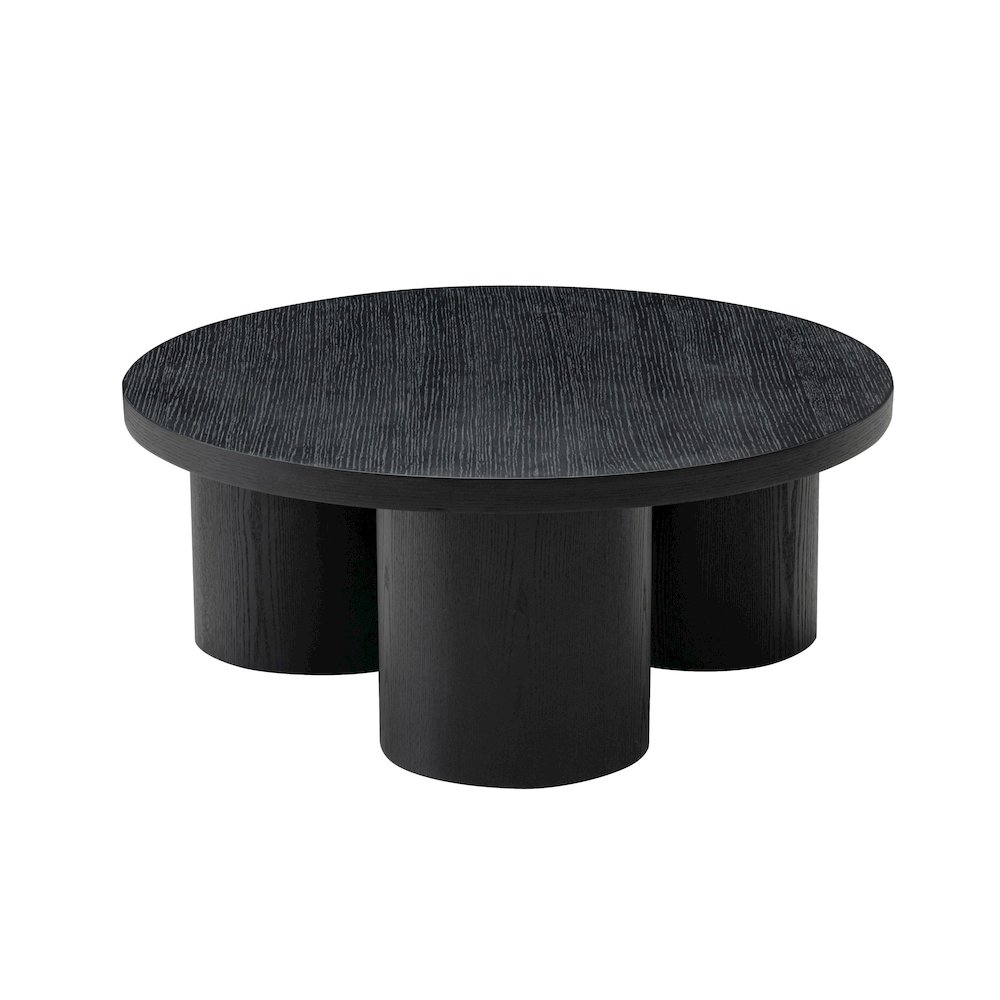 Modrest Babson - Modern Black Oak Round Coffee Table. Picture 4