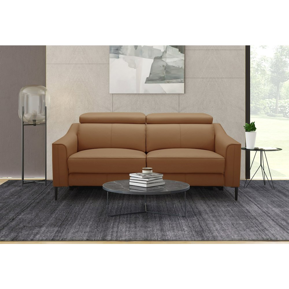 Divani Casa Eden - Modern Camel Leather Sofa With 2 Recliners. Picture 4