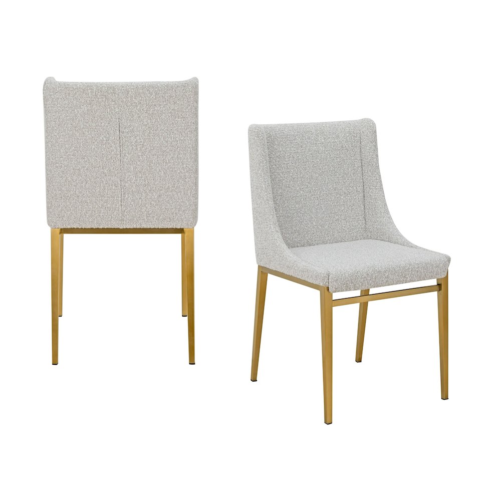 Modrest Mimi  - Modern Light Grey Fabric + Antique Brass Dining Chair (Set of 2). Picture 1