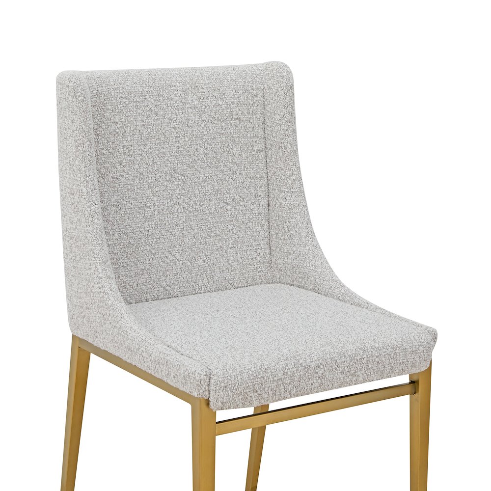 Modrest Mimi  - Modern Light Grey Fabric + Antique Brass Dining Chair (Set of 2). Picture 4