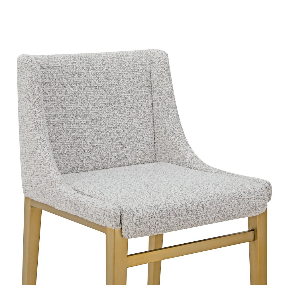 Modrest Mimi - Modern Light Grey Fabric + Antique Brass Counter Stool (Set of 2). Picture 4