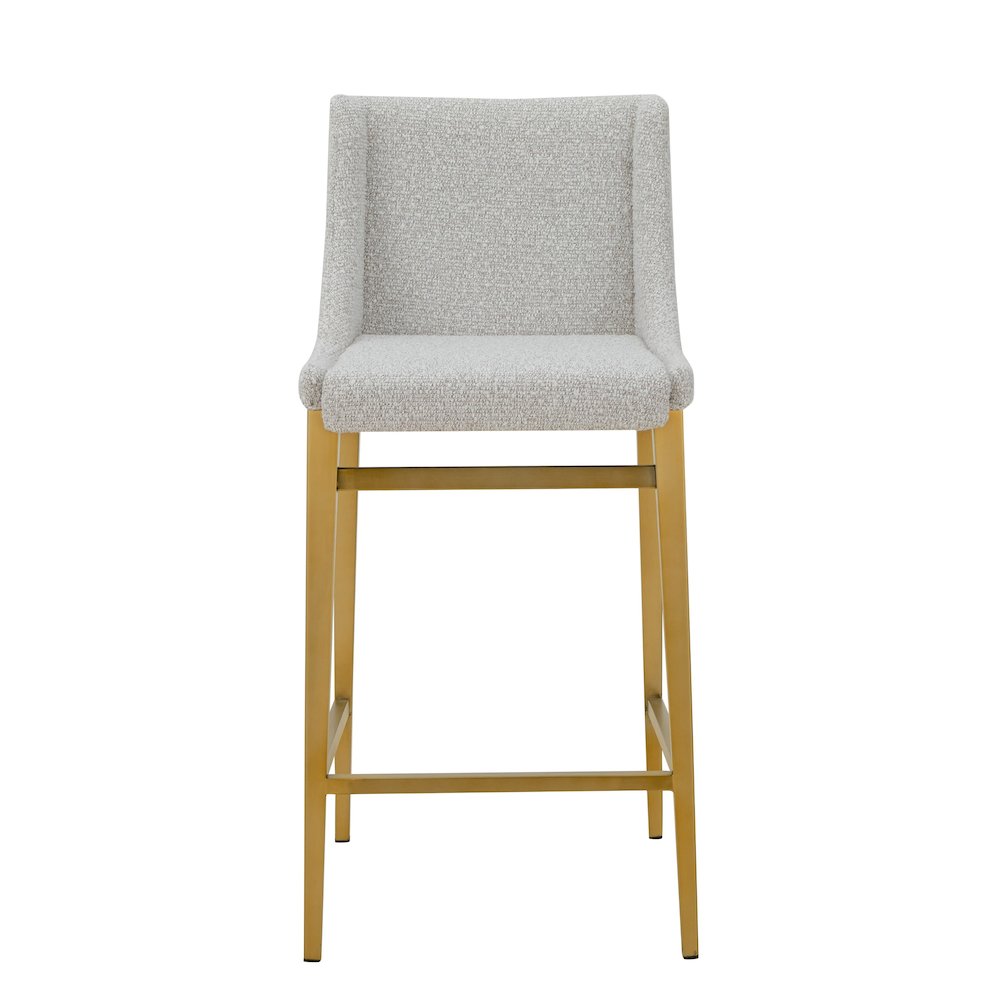 Modrest Mimi - Modern Light Grey Fabric + Antique Brass Counter Stool (Set of 2). Picture 2