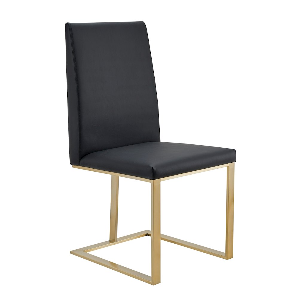 Modrest Frankie - Modern Dark Grey Vegan Leather + Antique Brass Dining Chair. Picture 1