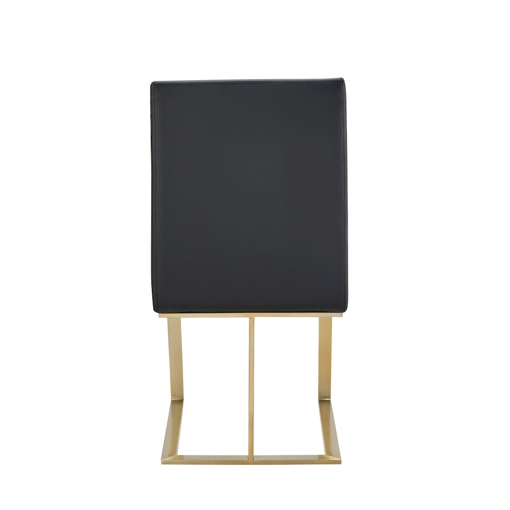 Modrest Frankie - Modern Dark Grey Vegan Leather + Antique Brass Dining Chair. Picture 3