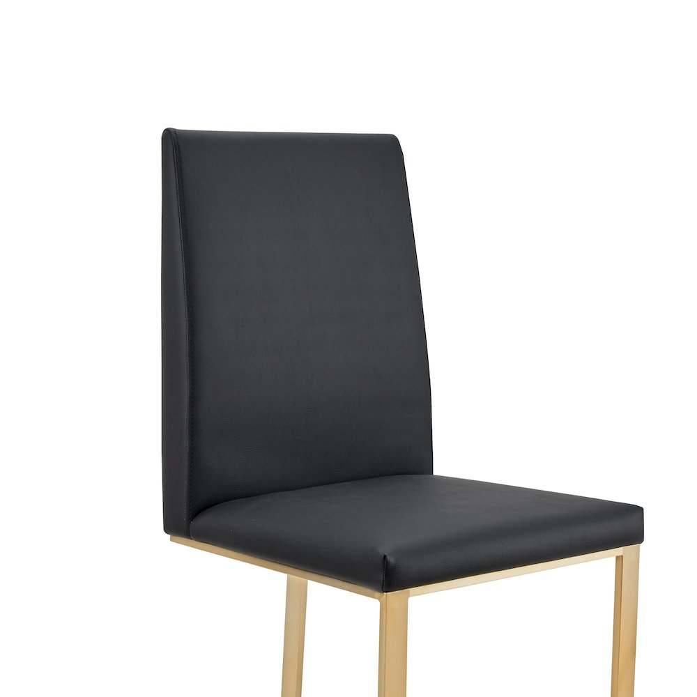 Modrest Frankie - Modern Dark Grey Vegan Leather + Antique Brass Dining Chair. Picture 4