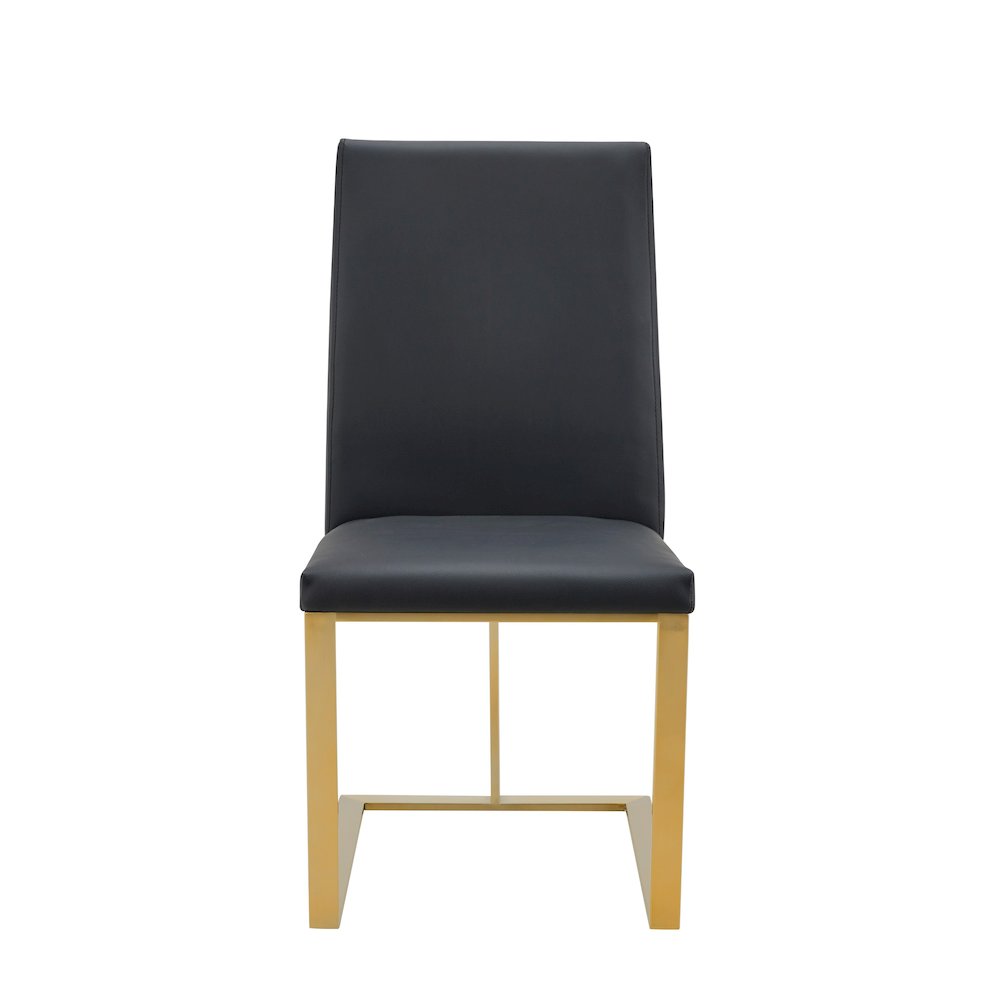 Modrest Frankie - Modern Dark Grey Vegan Leather + Antique Brass Dining Chair. Picture 2