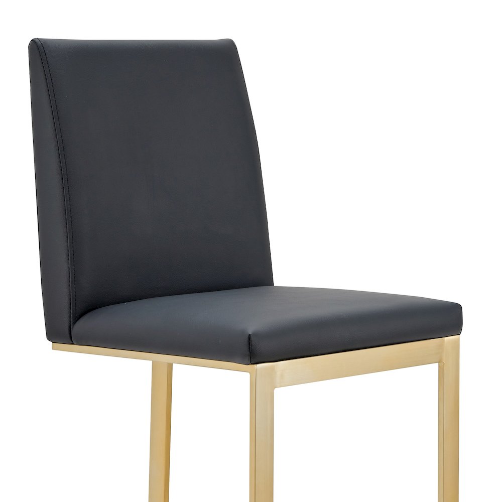 Modrest Frankie - Modern Dark Grey Vegan Lether + Antique Brass Counter Stool. Picture 4