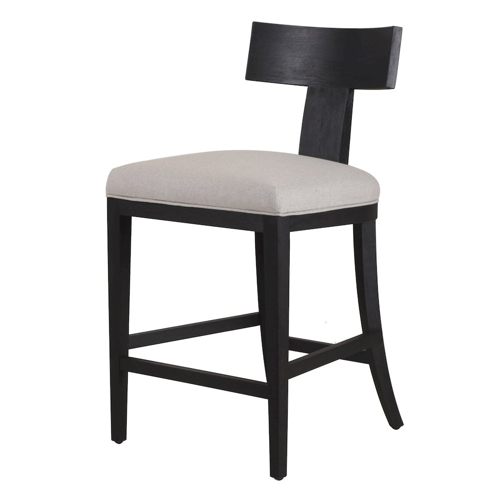 Modrest Fabien - Mid-Century Modern Beige Linen + Black Walnut Counter Chair. Picture 1