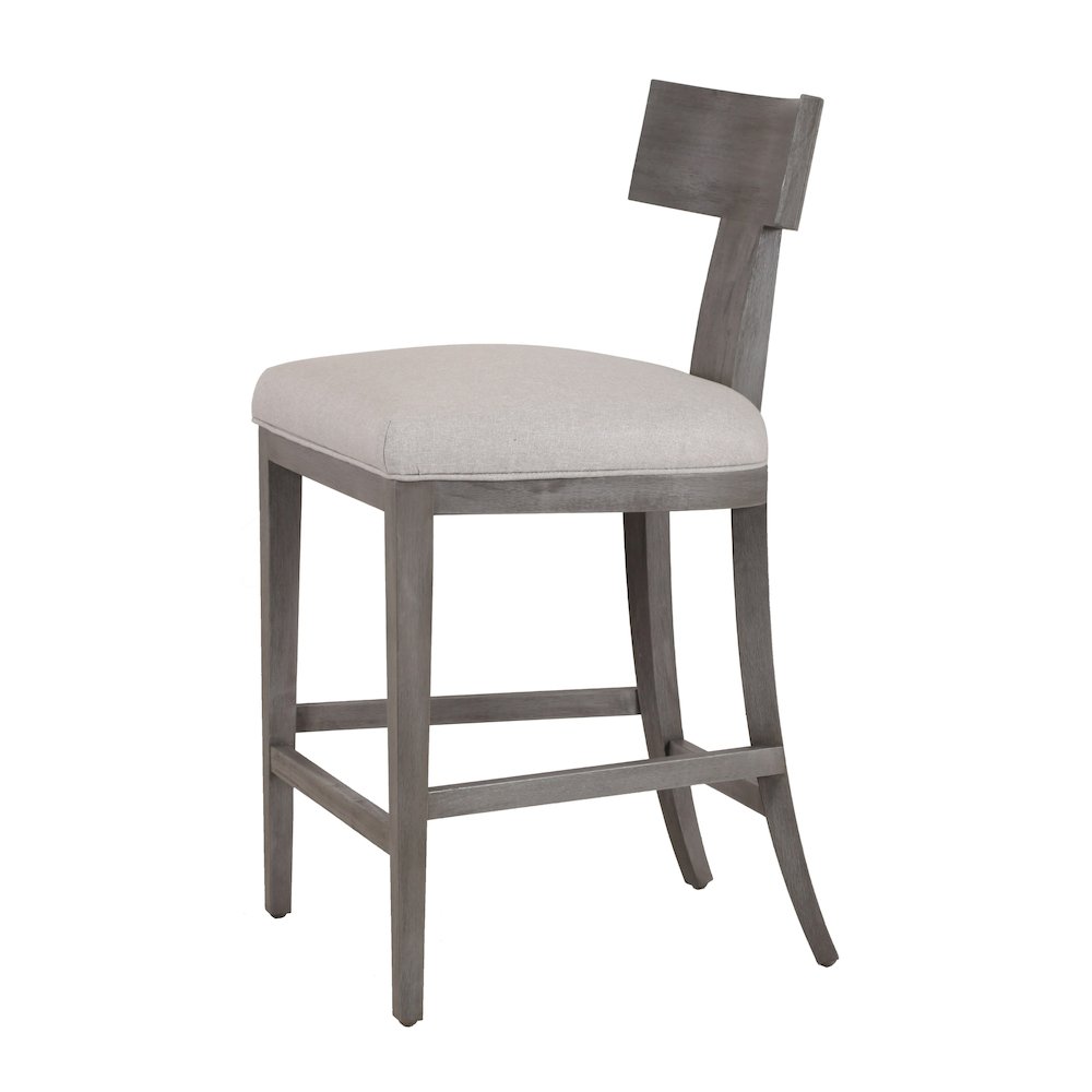 Modrest Fabien - Mid-Century Modern Beige Linen + Grey Wash Counter Chair. Picture 1