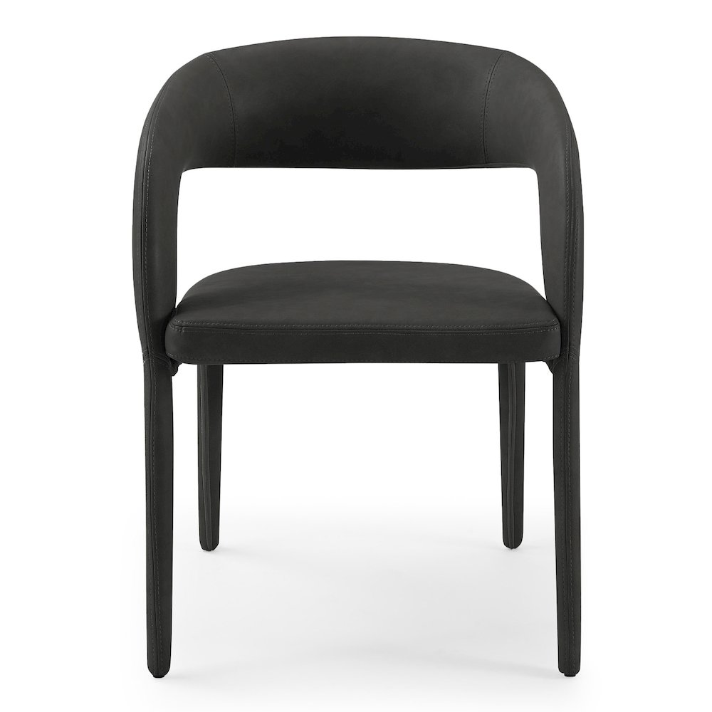 Faerron - Modern Black Leatherette Dining Chair. Picture 2