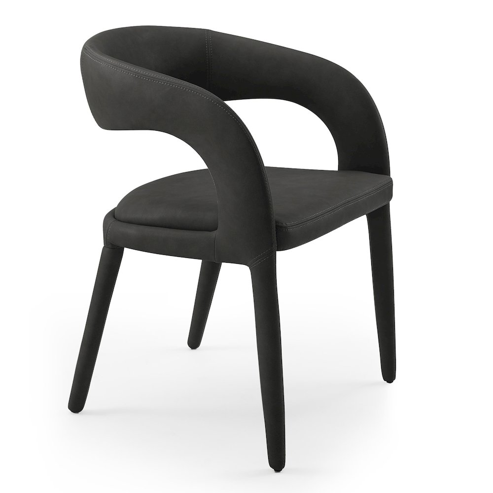 Faerron - Modern Black Leatherette Dining Chair. Picture 1