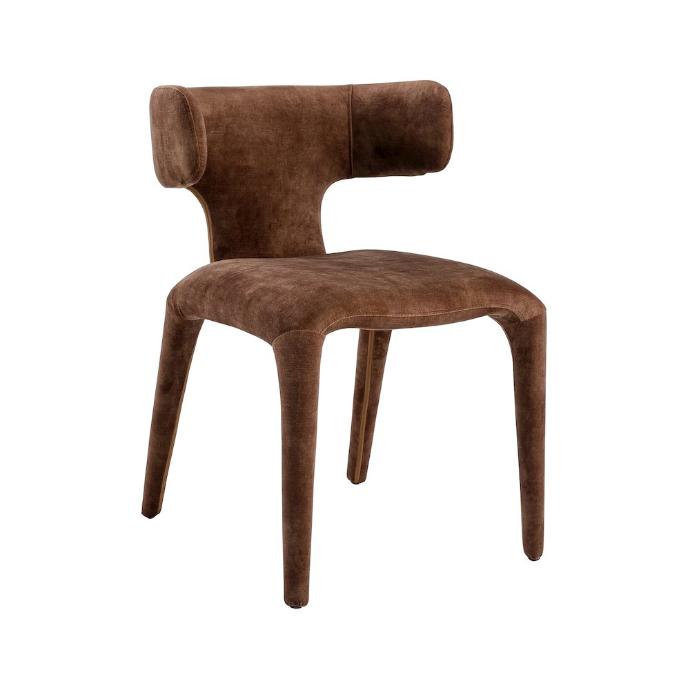 Modrest Saehee - Modern Camel Velvet Fabric Dining Chair. Picture 12