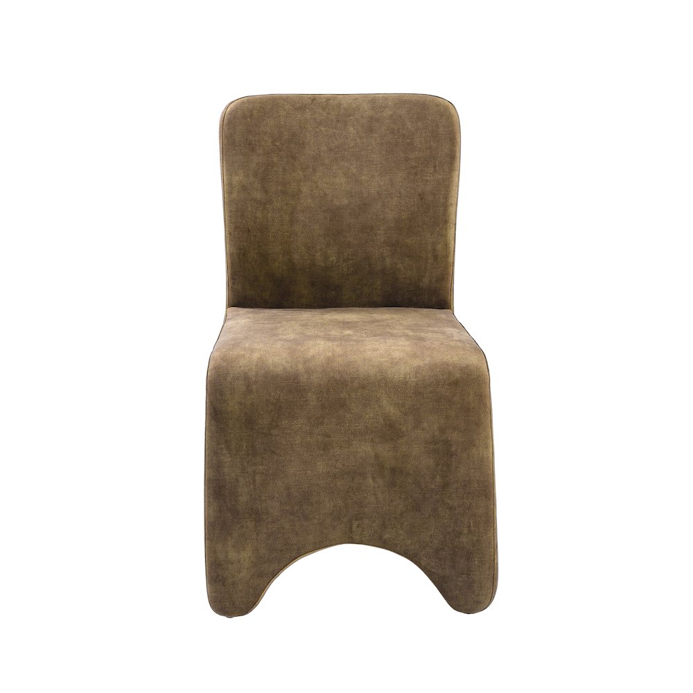 Modrest Ditka - Modern Camel Velvet Dining Chair (Set of 2). Picture 5