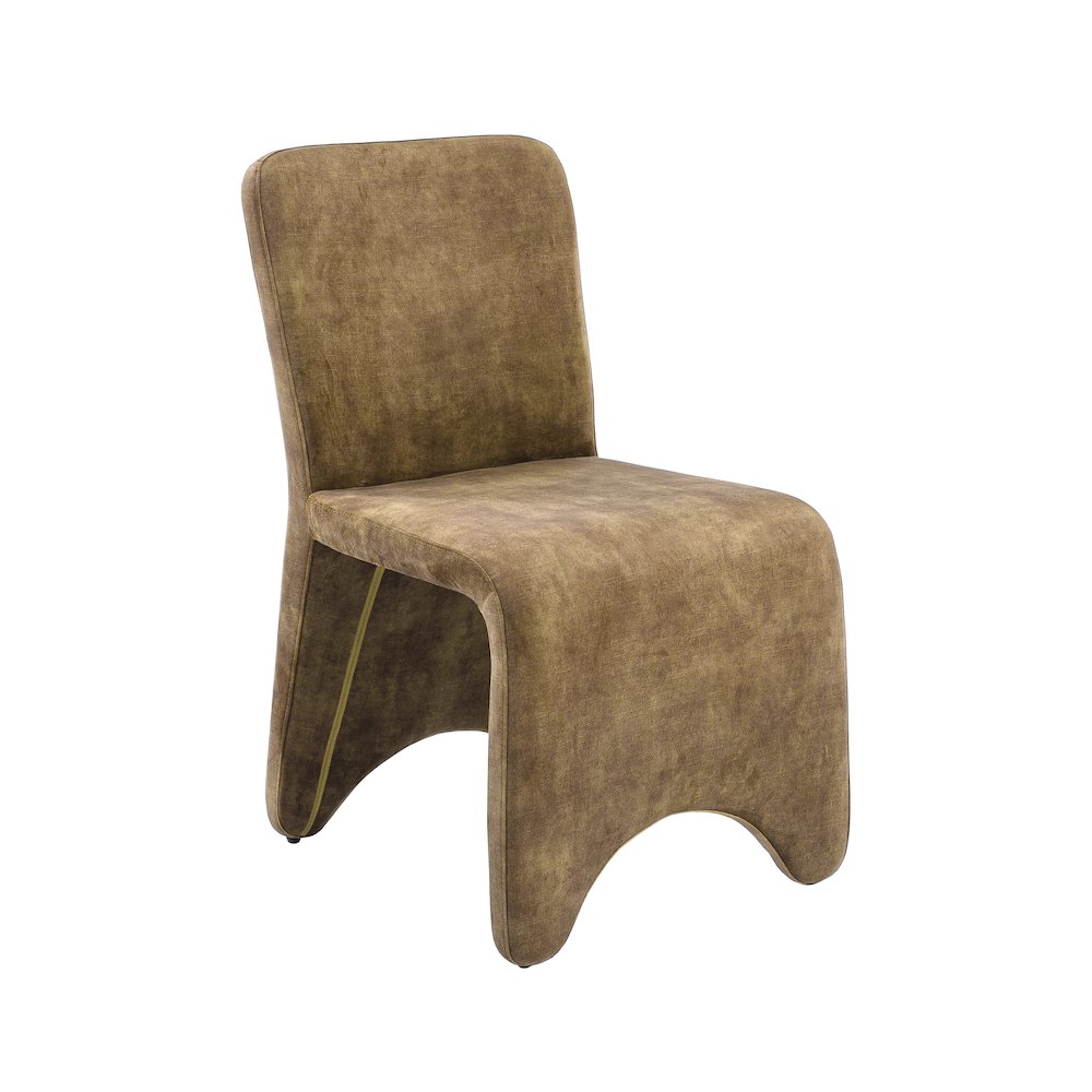 Modrest Ditka - Modern Camel Velvet Dining Chair (Set of 2). Picture 6