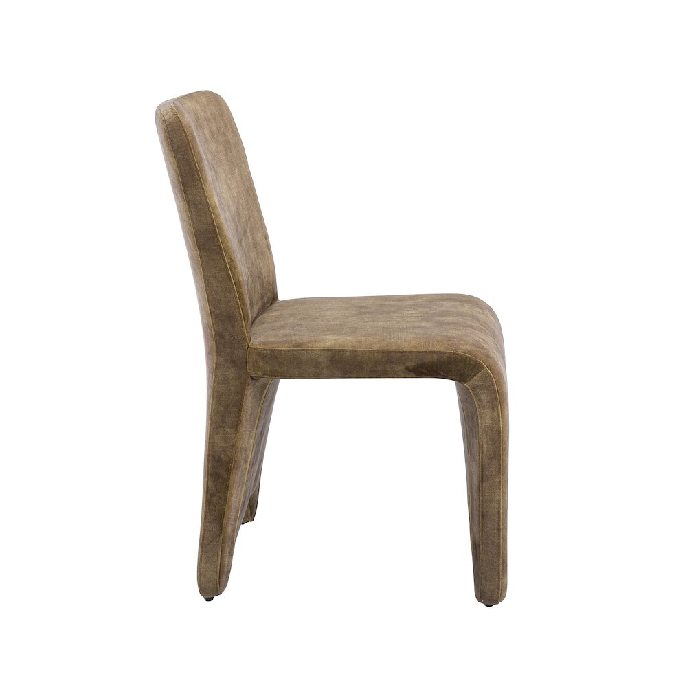 Modrest Ditka - Modern Camel Velvet Dining Chair (Set of 2). Picture 7