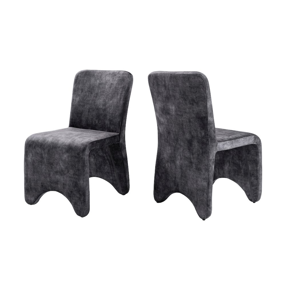 Modrest Ditka - Modern Grey Velvet Dining Chair (Set of 2). Picture 5