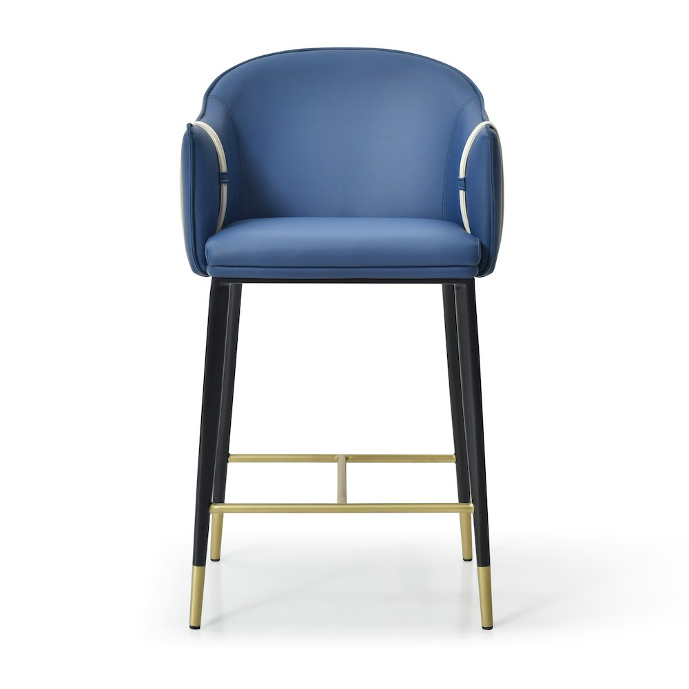 Modrest Calderon - Modern Blue & Beige Vegan Leather Counter Chair. Picture 2