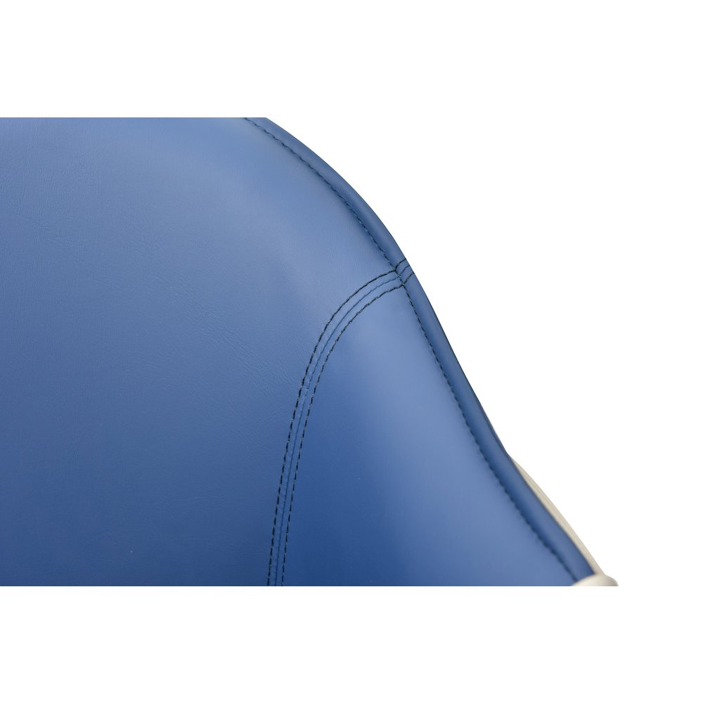 Modrest Calderon - Modern Blue & Beige Vegan Leather Counter Chair. Picture 5