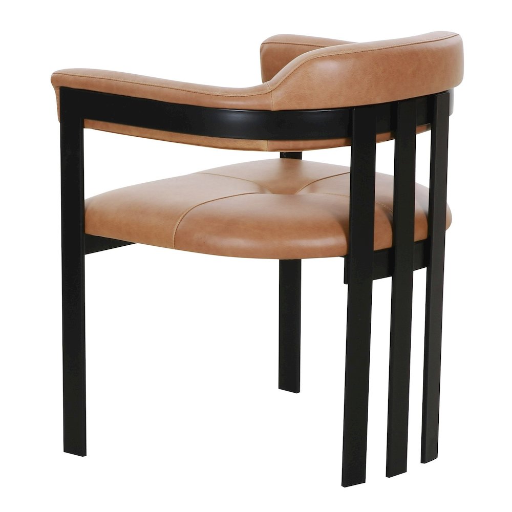 Hazen - Modern Camel Leather Black Iron Dining Chair. Picture 4
