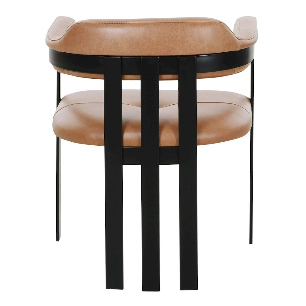 Hazen - Modern Camel Leather Black Iron Dining Chair. Picture 3