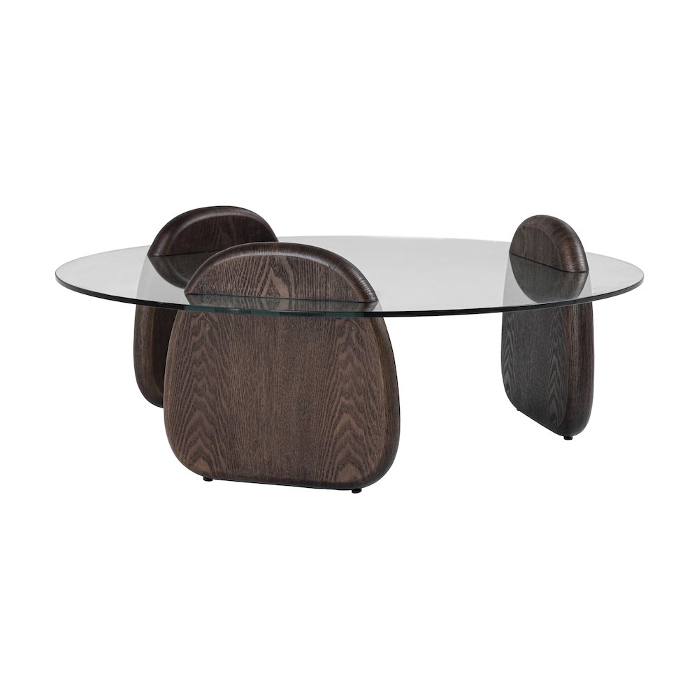 Modrest Buxton - Mid-Century Modern Glass + Dark Walnut Coffee Table. Picture 1