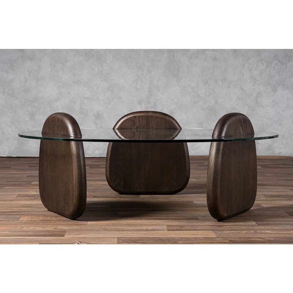 Modrest Buxton - Mid-Century Modern Glass + Dark Walnut Coffee Table. Picture 6