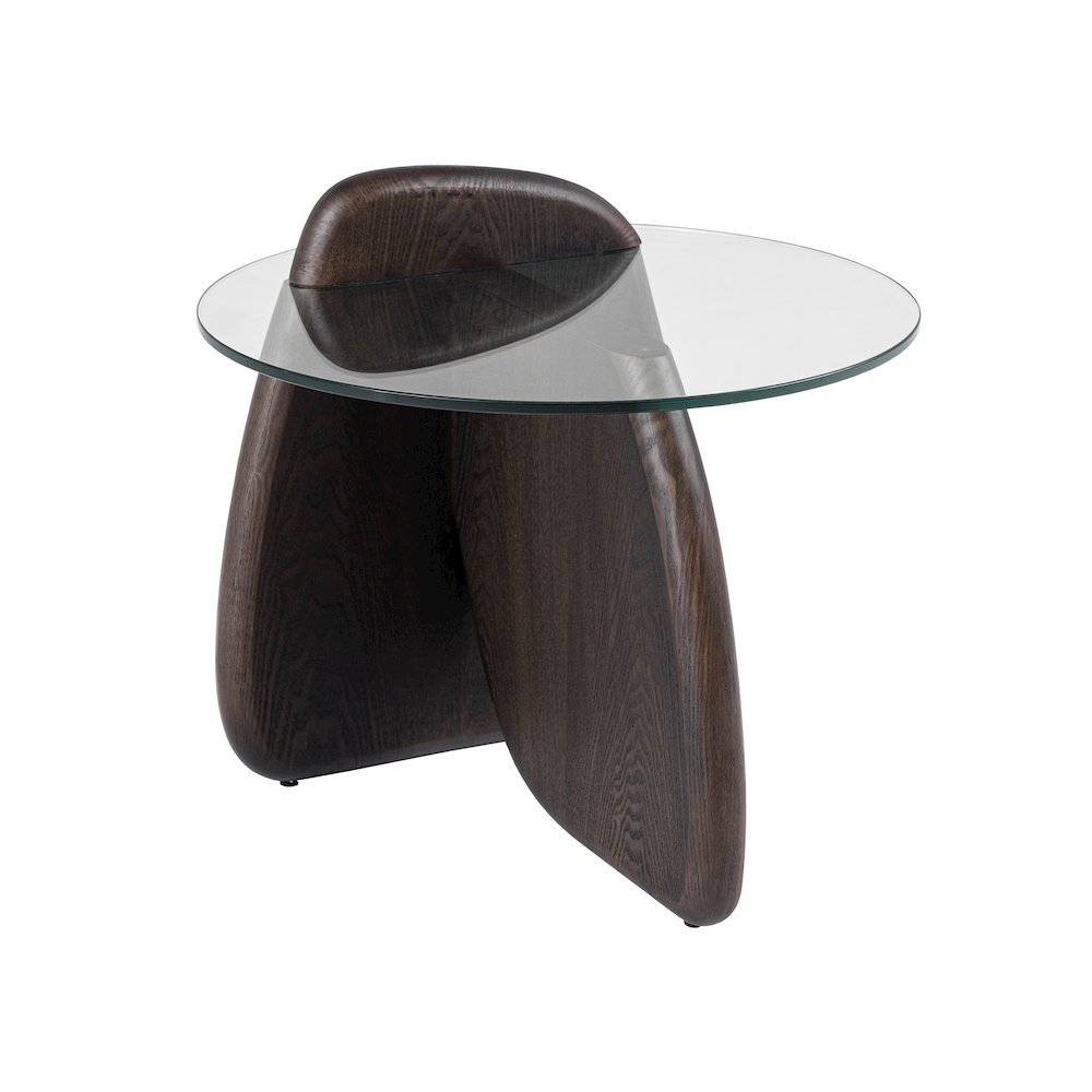 Modrest Buxton - Mid-Century Modern Glass + Dark Walnut End Table. Picture 1