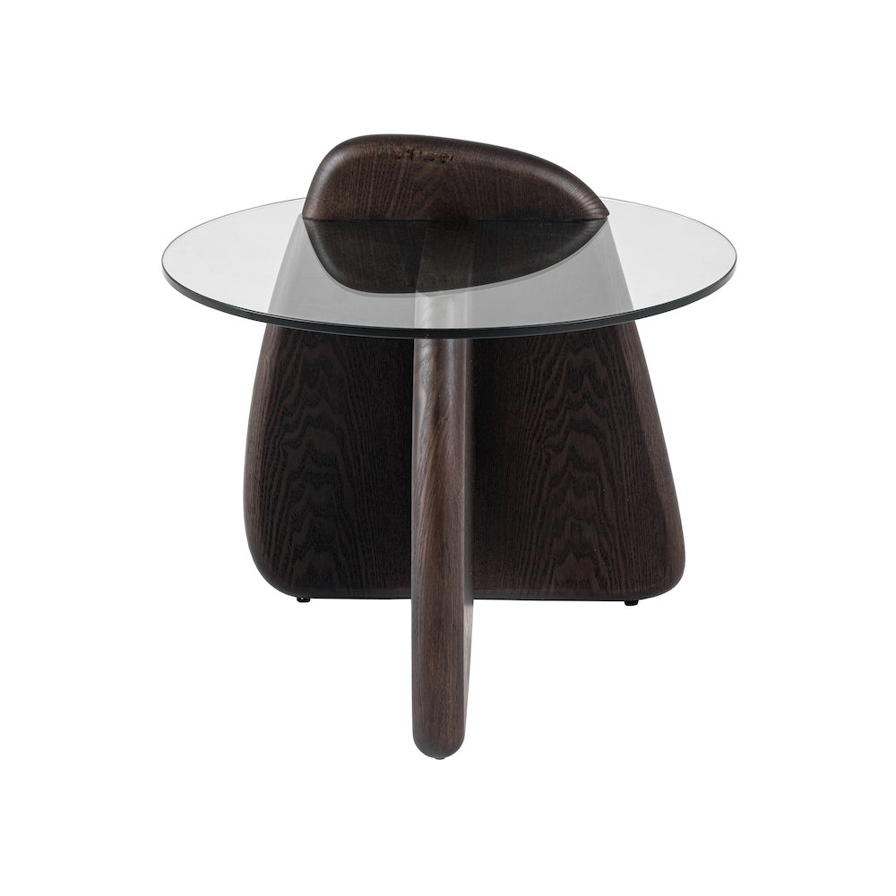 Modrest Buxton - Mid-Century Modern Glass + Dark Walnut End Table. Picture 2