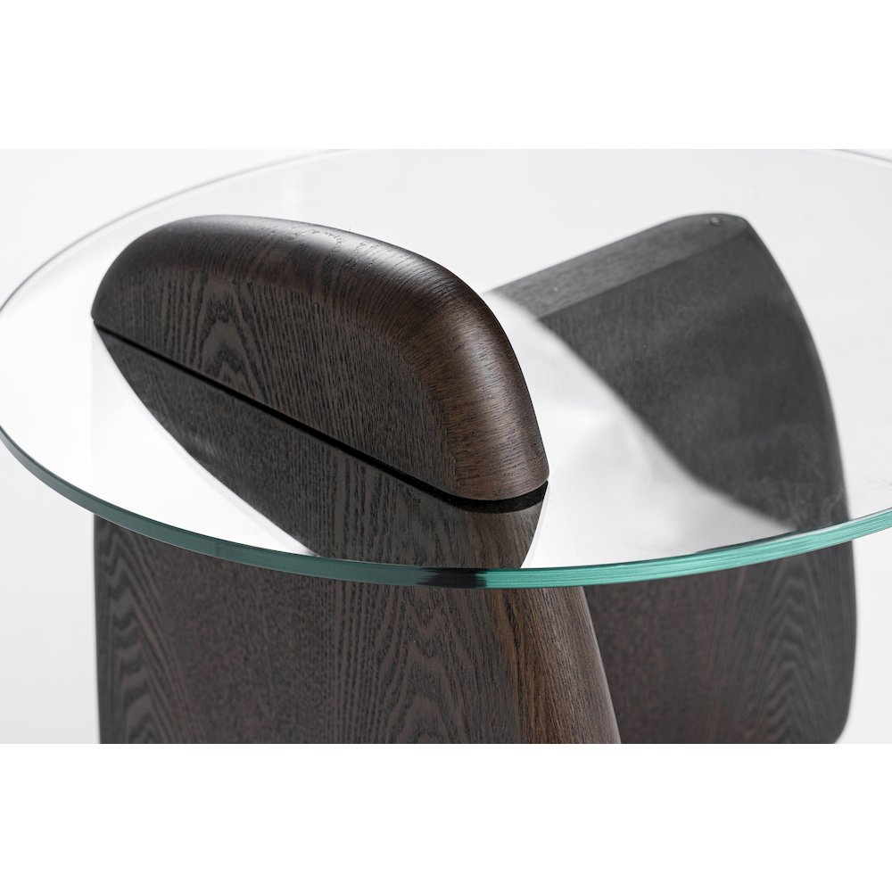 Modrest Buxton - Mid-Century Modern Glass + Dark Walnut End Table. Picture 5