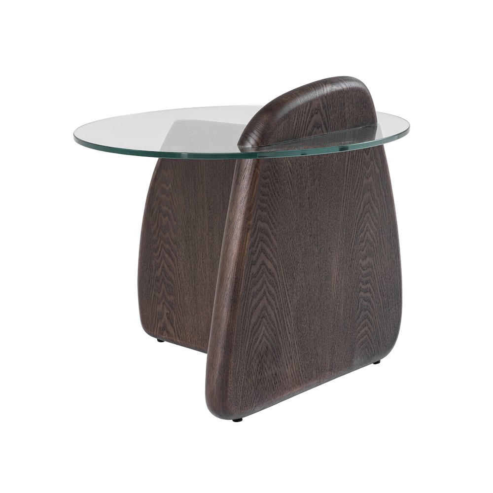 Modrest Buxton - Mid-Century Modern Glass + Dark Walnut End Table. Picture 3