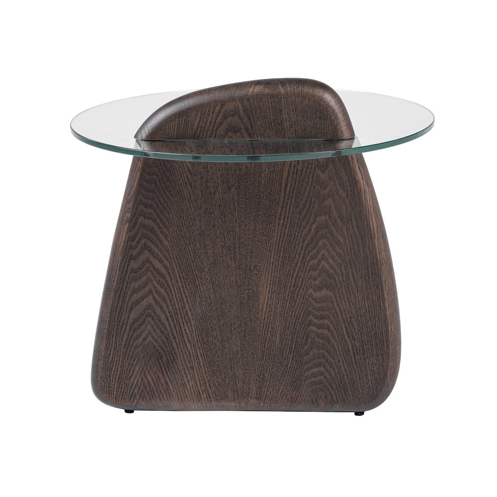 Modrest Buxton - Mid-Century Modern Glass + Dark Walnut End Table. Picture 4