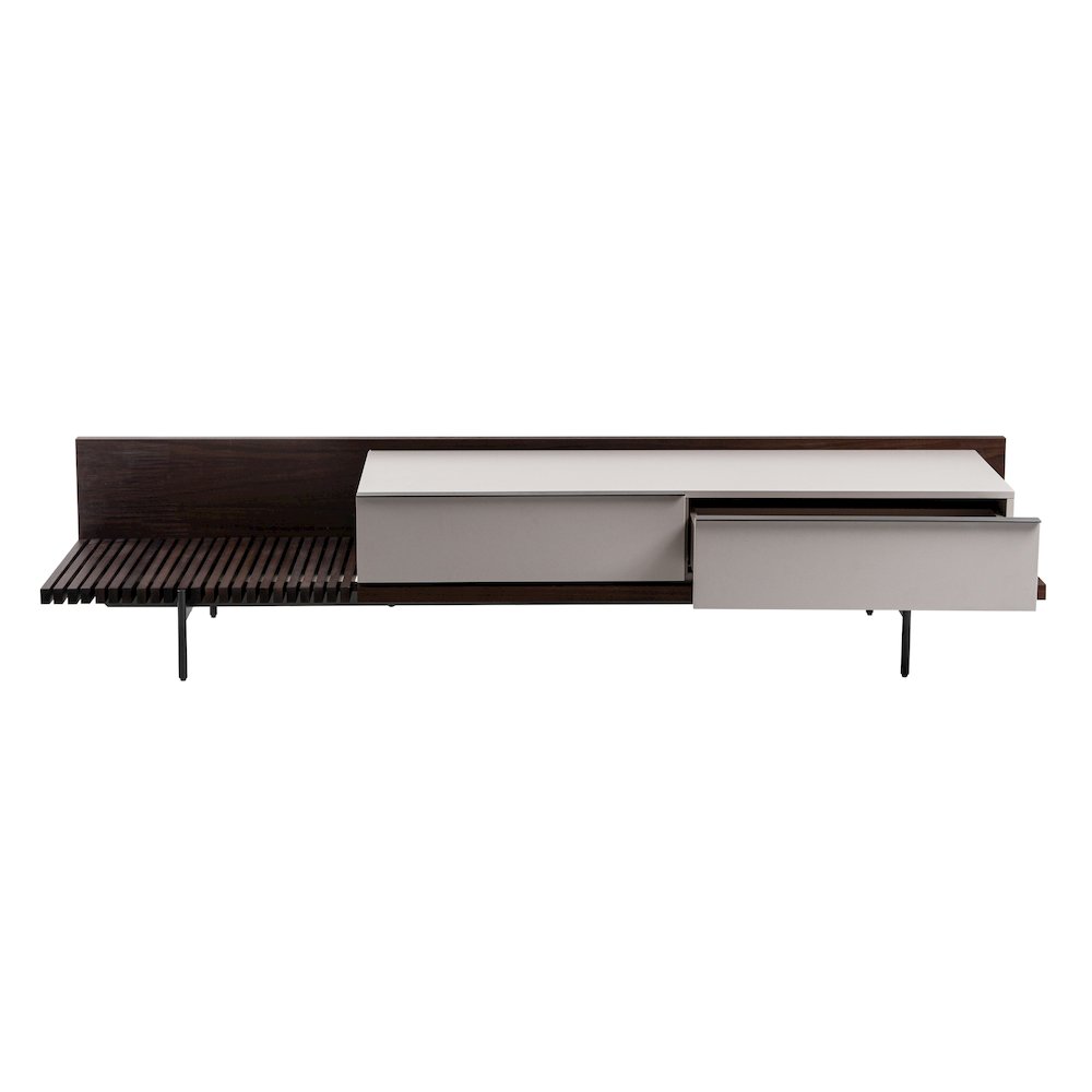 Modrest Colima - Modern Matte Beige + Walnut TV Stand. Picture 9