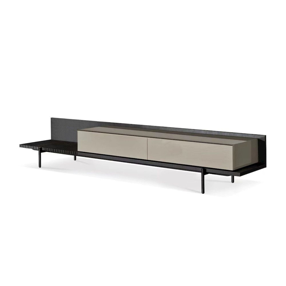 Modrest Colima - Modern Matte Beige + Walnut TV Stand. Picture 1