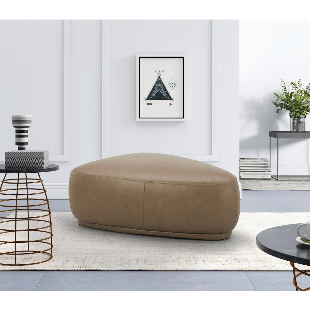Divani Casa Kinsey - Modern Tan Leather Large River Rock Ottoman. Picture 6