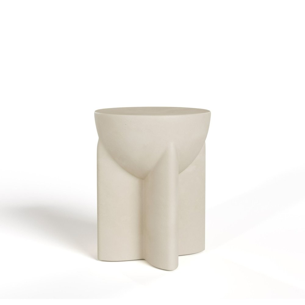 Modrest Elsa - Modern Beige Concrete Round End Table. Picture 4