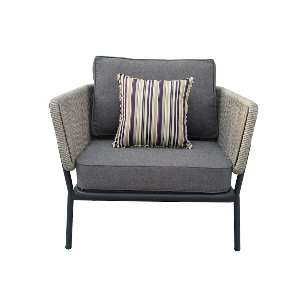 Renava Suntide - Outdoor Grey Fabric + Beige Rattan + Grey Acacia Sofa Set. Picture 4