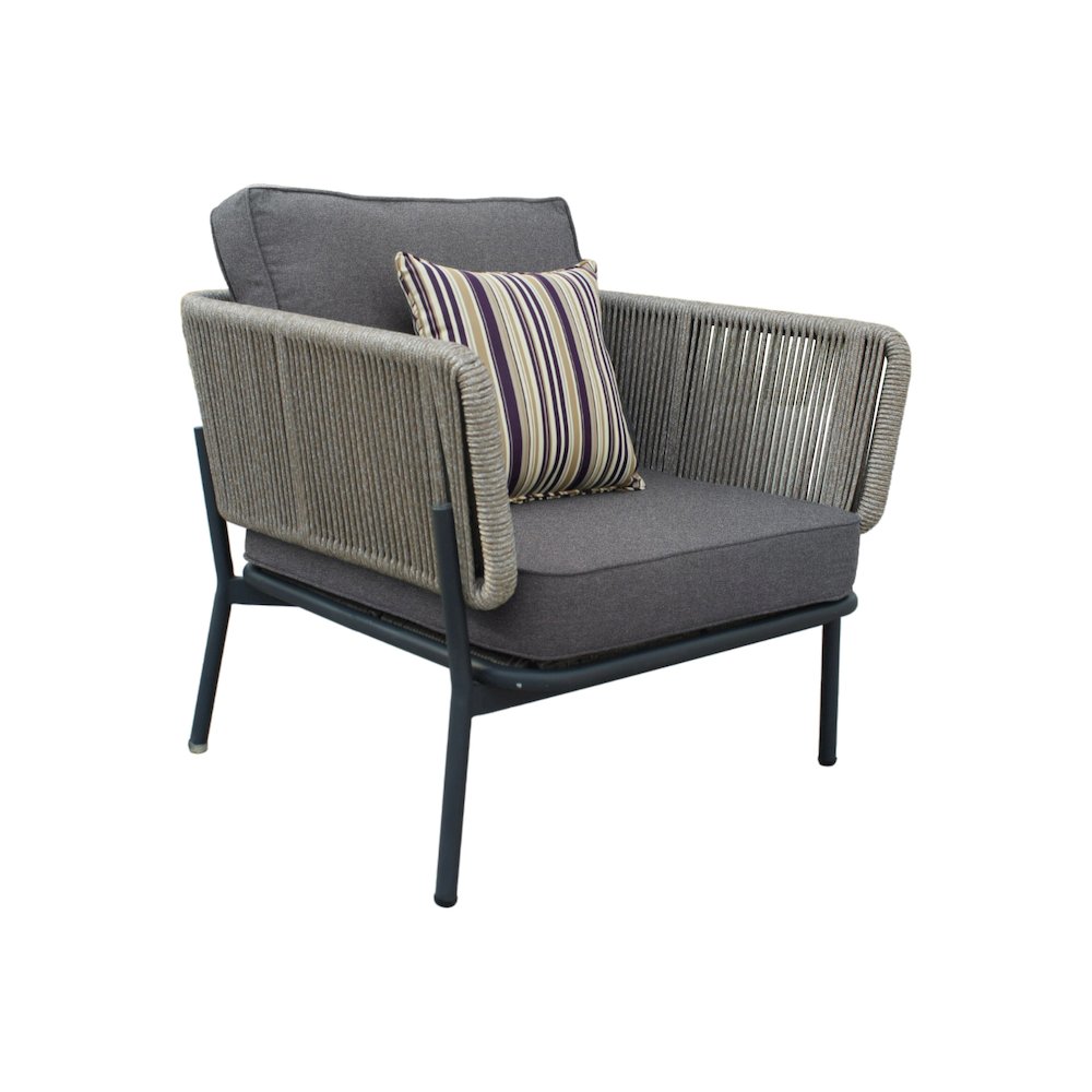 Renava Suntide - Outdoor Grey Fabric + Beige Rattan + Grey Acacia Sofa Set. Picture 5